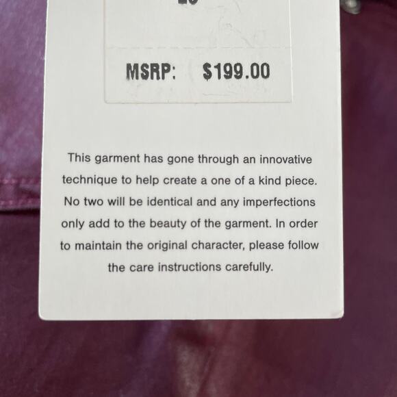 7 For all Mankind NWT  High-Waist Ankle Skinny Coated Jeans in Merlot // 23 - Picture 11 of 12